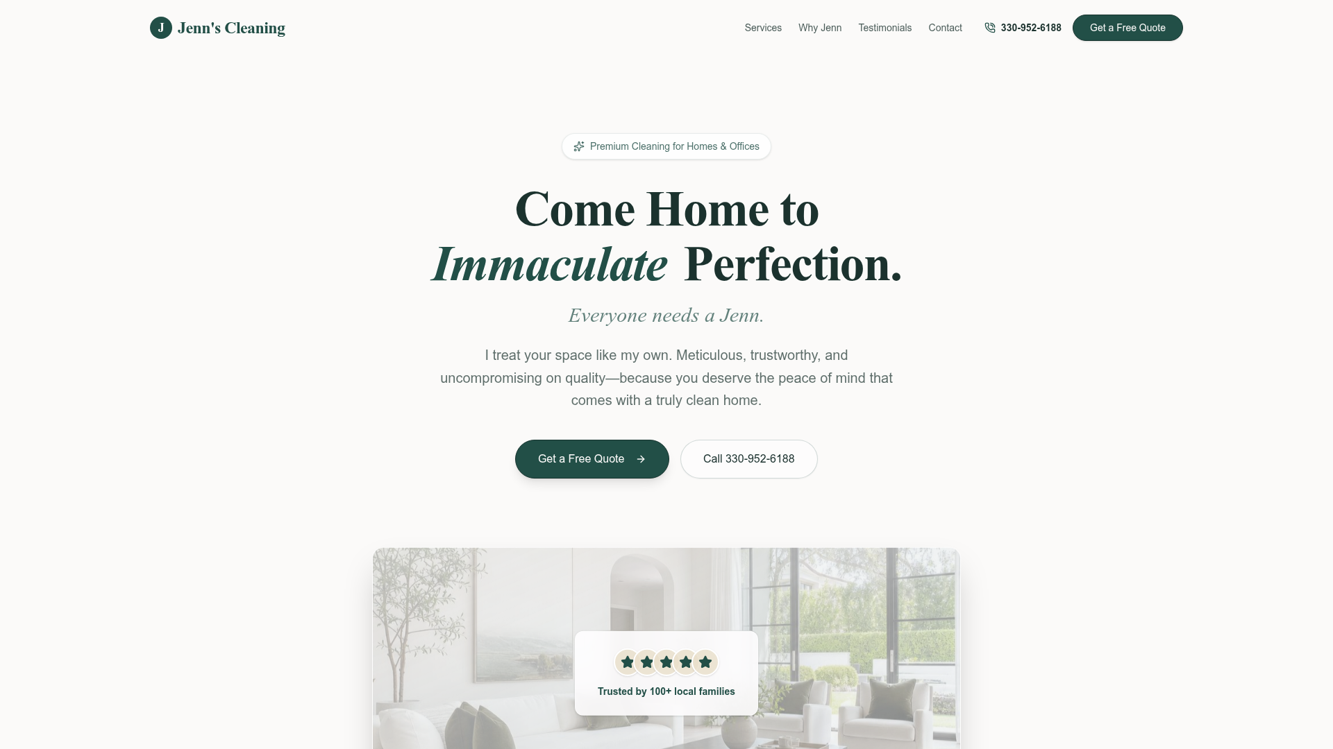 Jenn's Home Cleaning website screenshot
